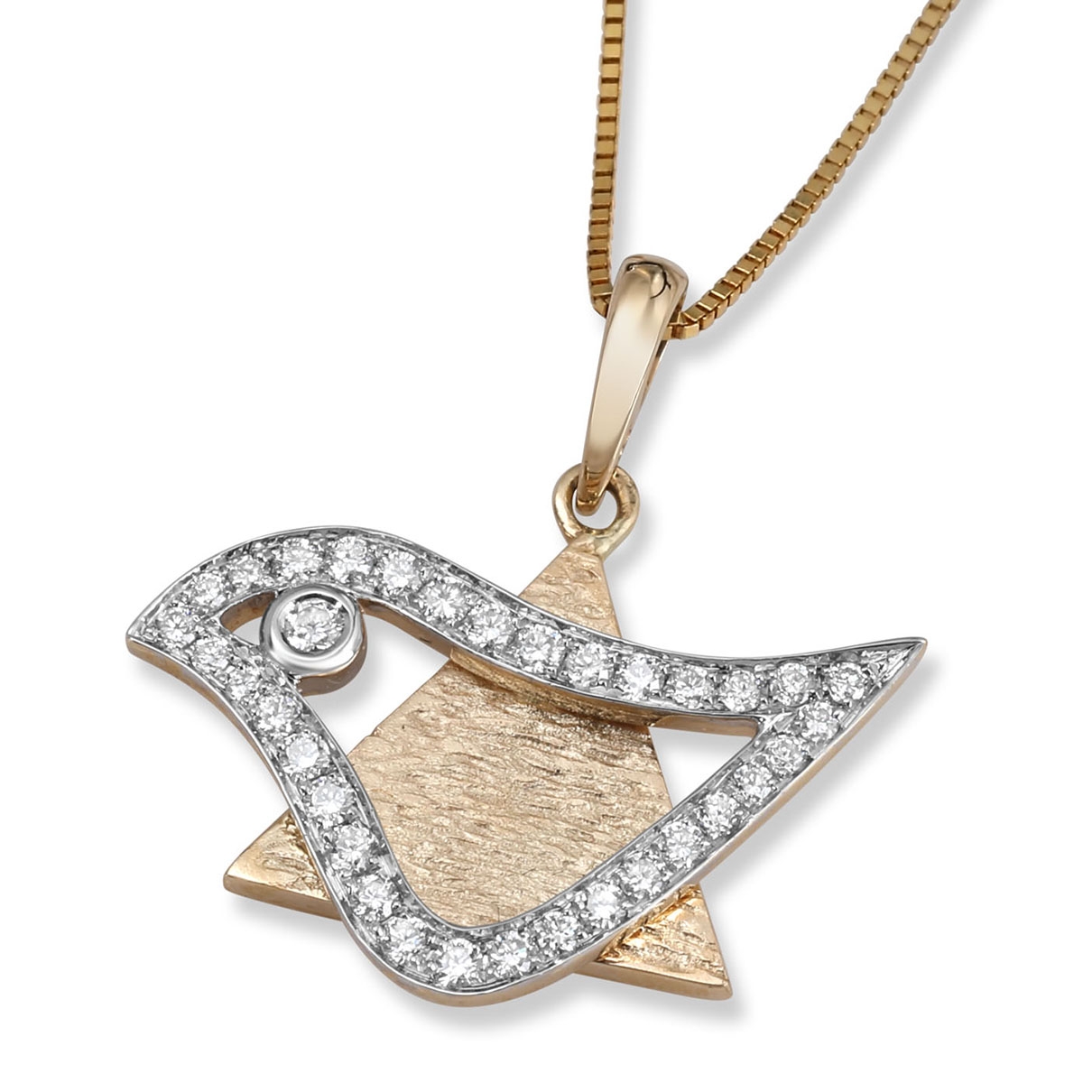 Dove Star of David 14K Yellow Gold Diamond-Studded Necklace  - 1