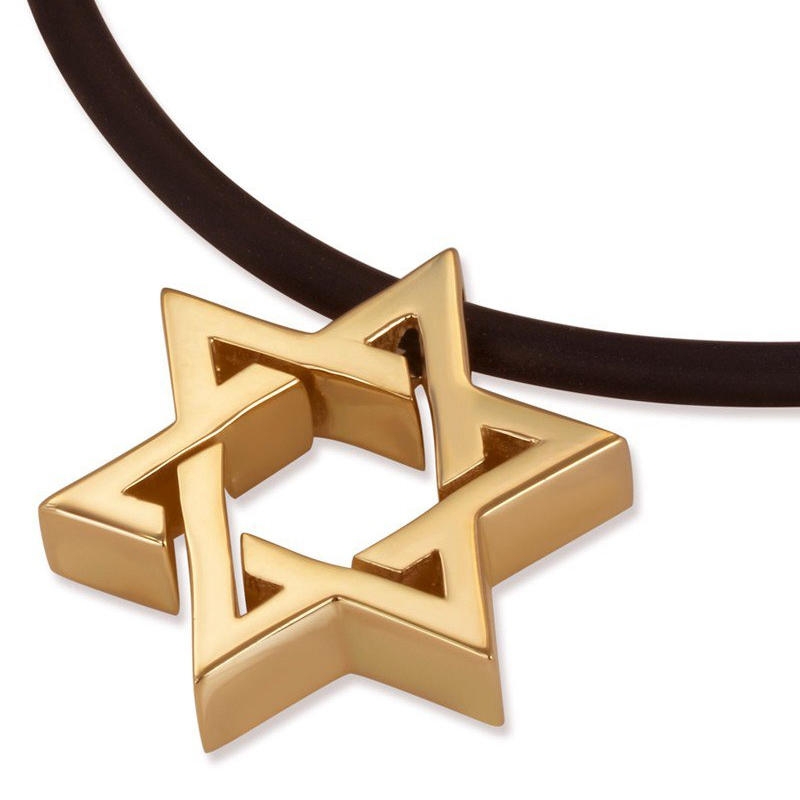 Gold Plated Thick Star of David Necklace - 2
