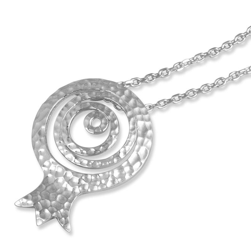 Sterling Silver Hammered Pomegranate Necklace - 1