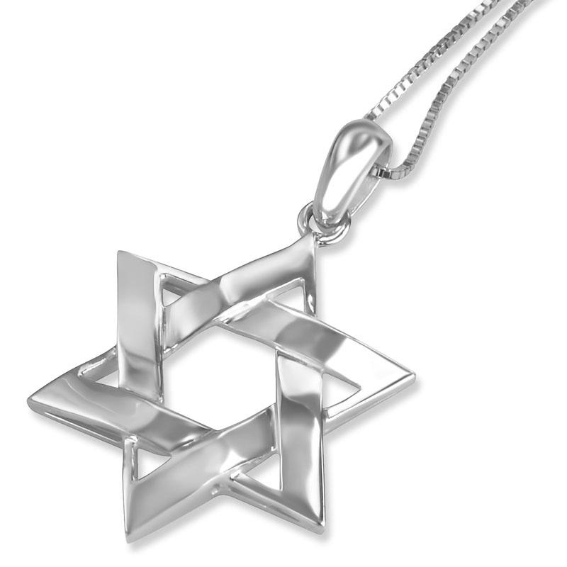 Sterling Silver Intertwining Star of David with Rhodium - 1
