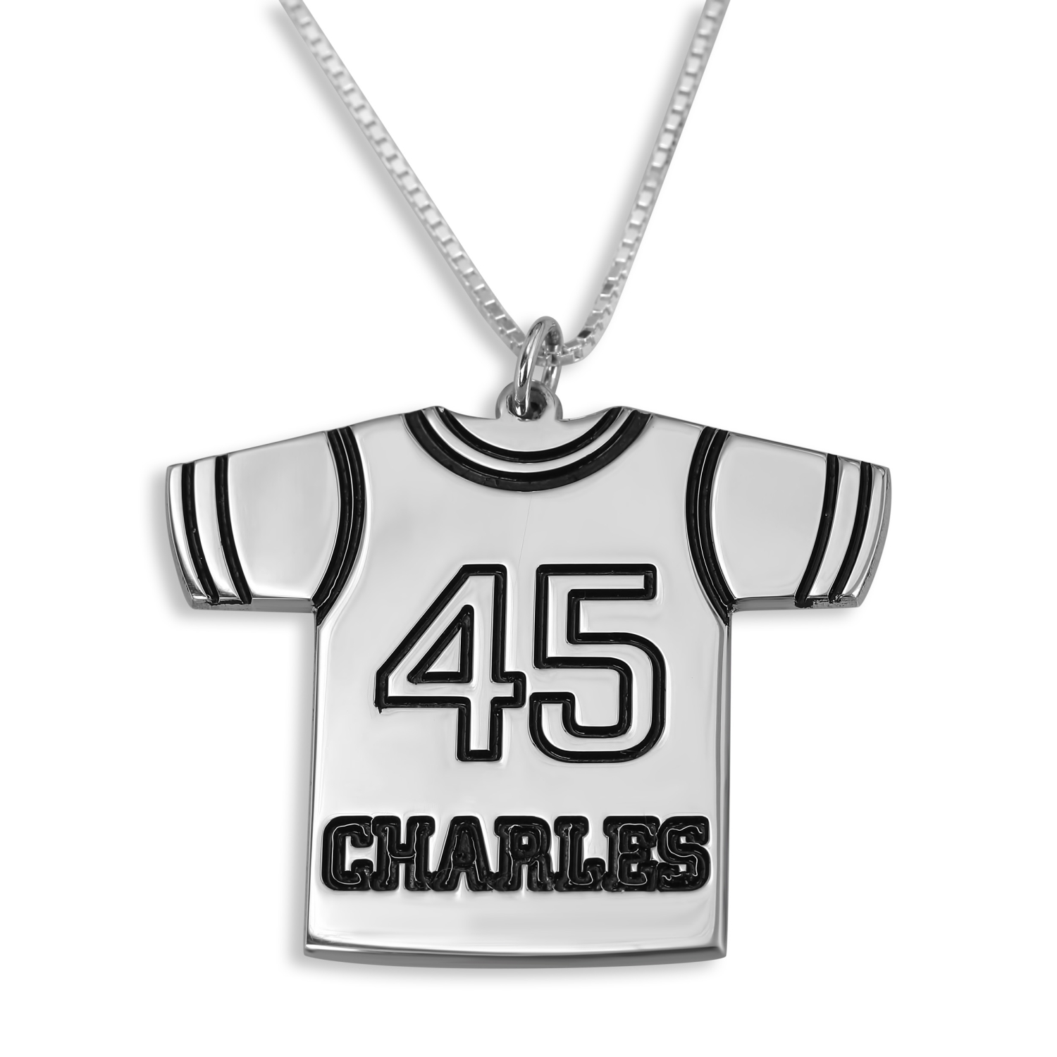 Sterling Silver Sports Jersey Name Necklace - 1