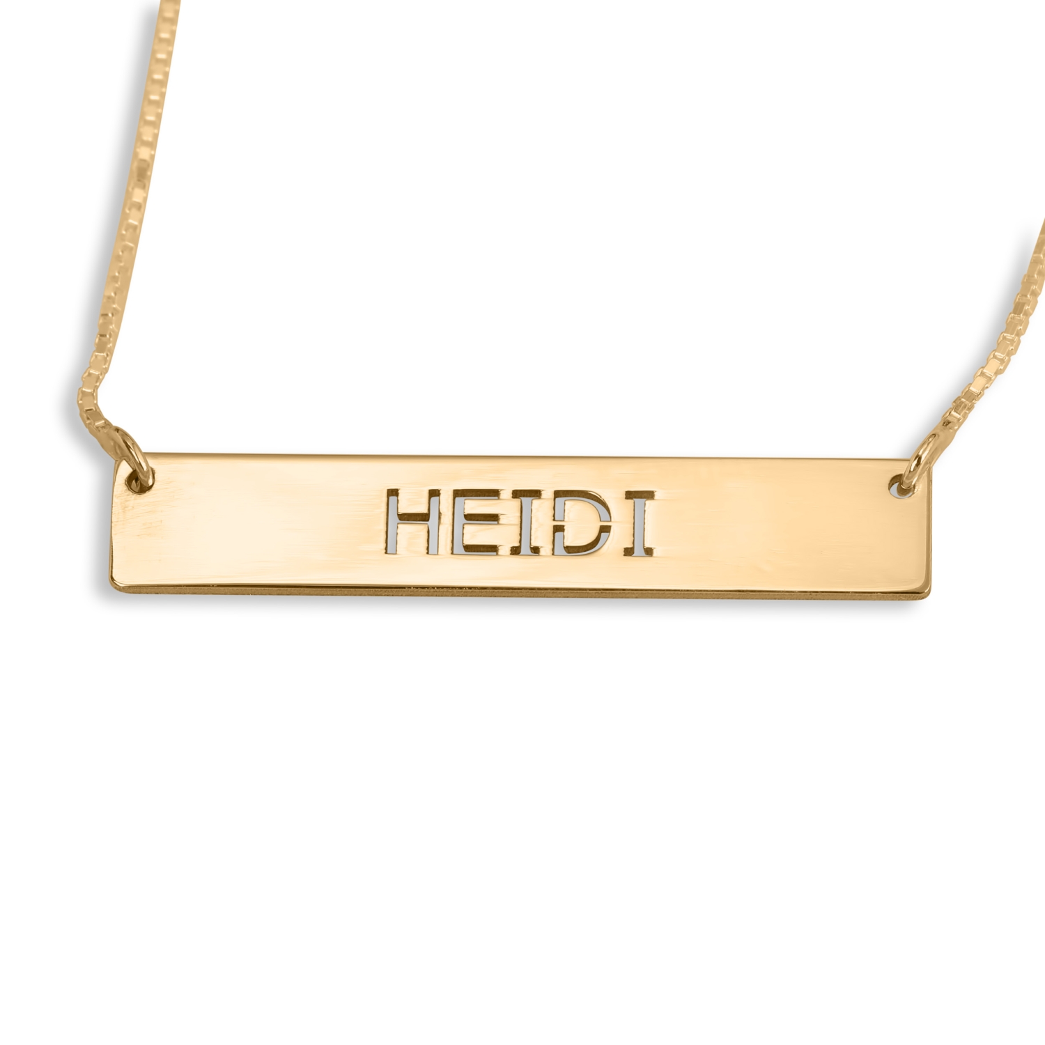 Gold Plated Bar Name Necklace - 1