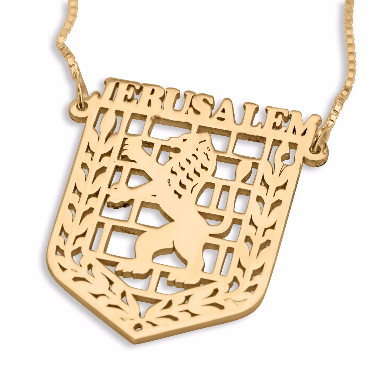 Double Thickness Gold-Plated Jerusalem Necklace (English) - 1