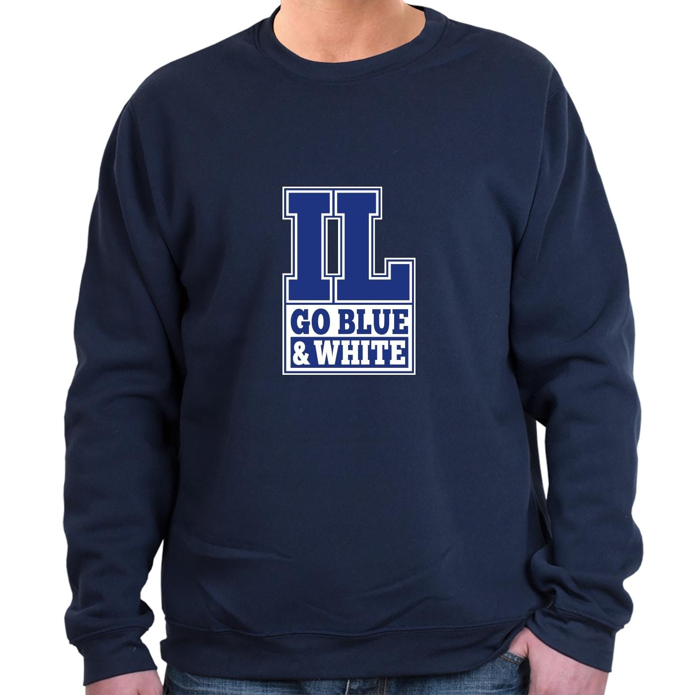 IL Go Blue and White Sweatshirt (Choice of Colors) - 4