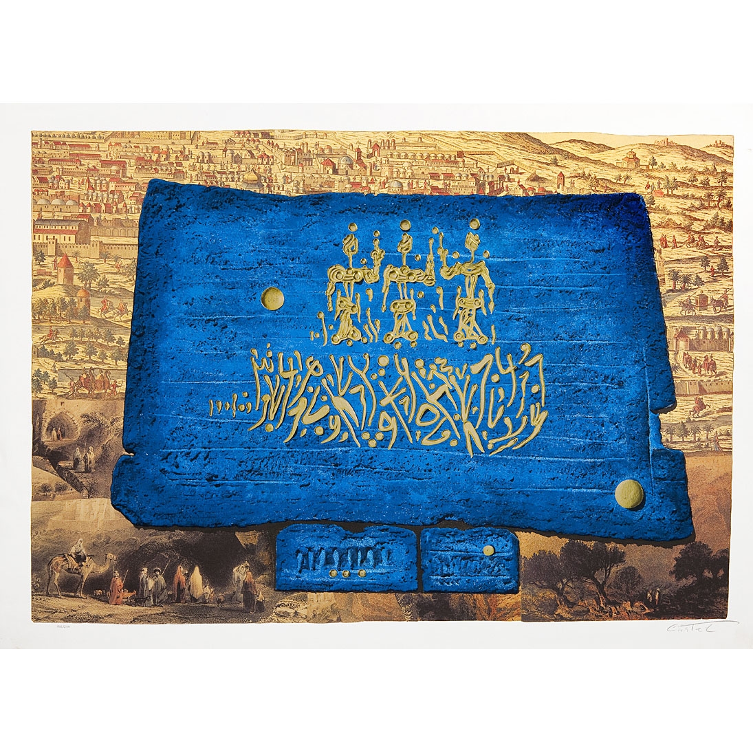 Kings of Jerusalem. Artist: Moshe Castel. Original gold embossed serigraph - 1