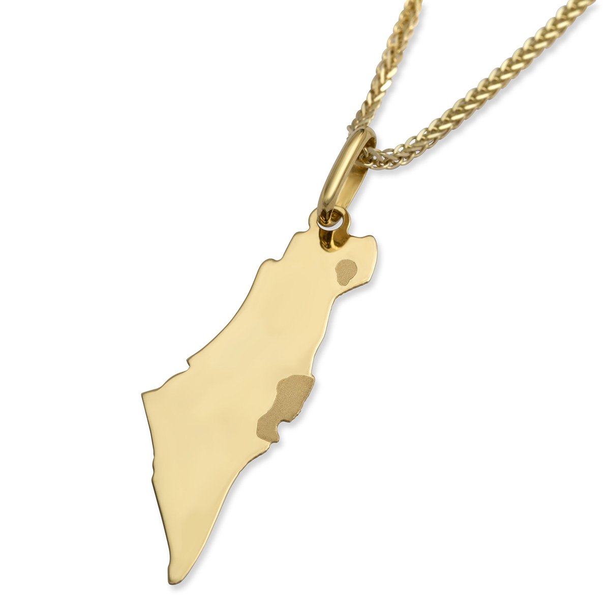 14K Yellow Gold Land of Israel Pendant Necklace - 1