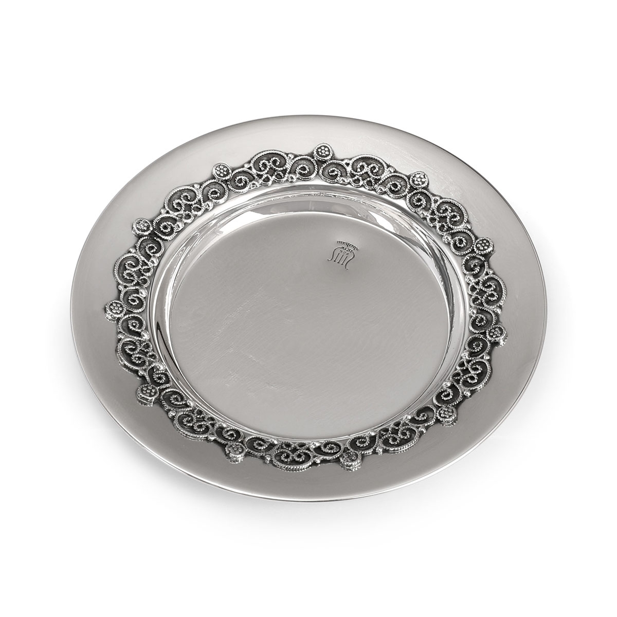 Traditional Yemenite Art Luxurious Handcrafted Sterling Silver Kiddush Cup Plate - 1