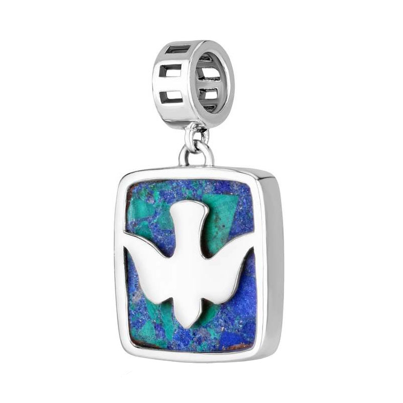 Marina Jewelry 925 Sterling Silver and Eilat Stone Dove Charm - 1