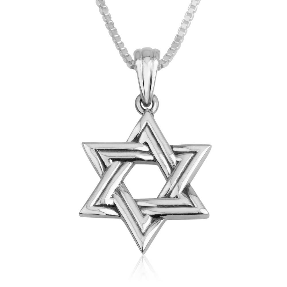 Marina Jewelry 925 Sterling Silver Interlocked Star of David Pendant Necklace - 1