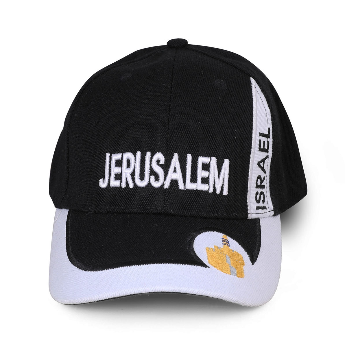 Jerusalem Israel Baseball Cap – Black and White  - 1
