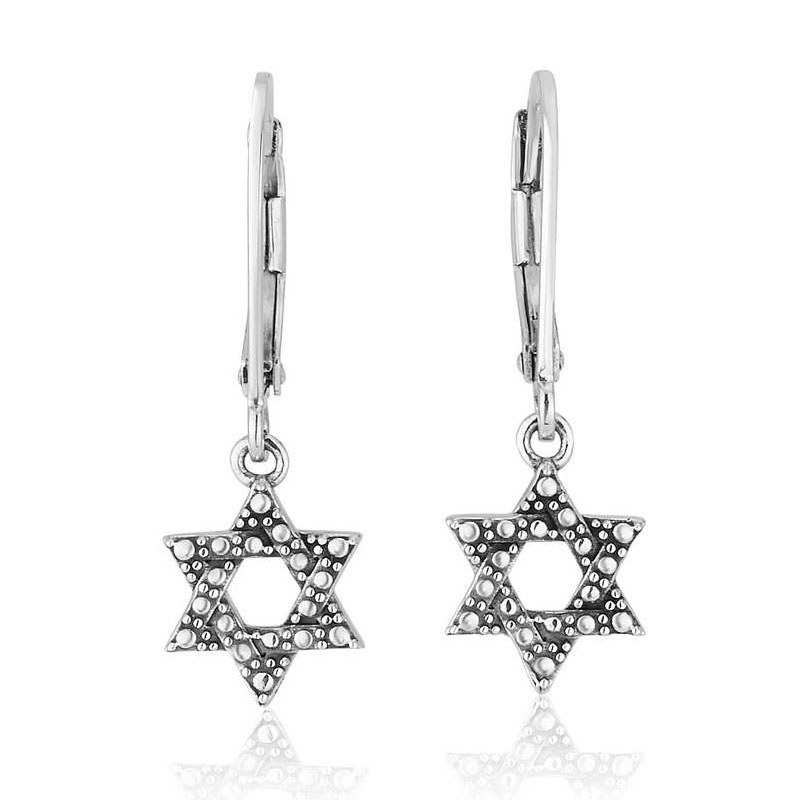 Marina Sterling Silver Star of David Earrings With Bubble Motif - 2
