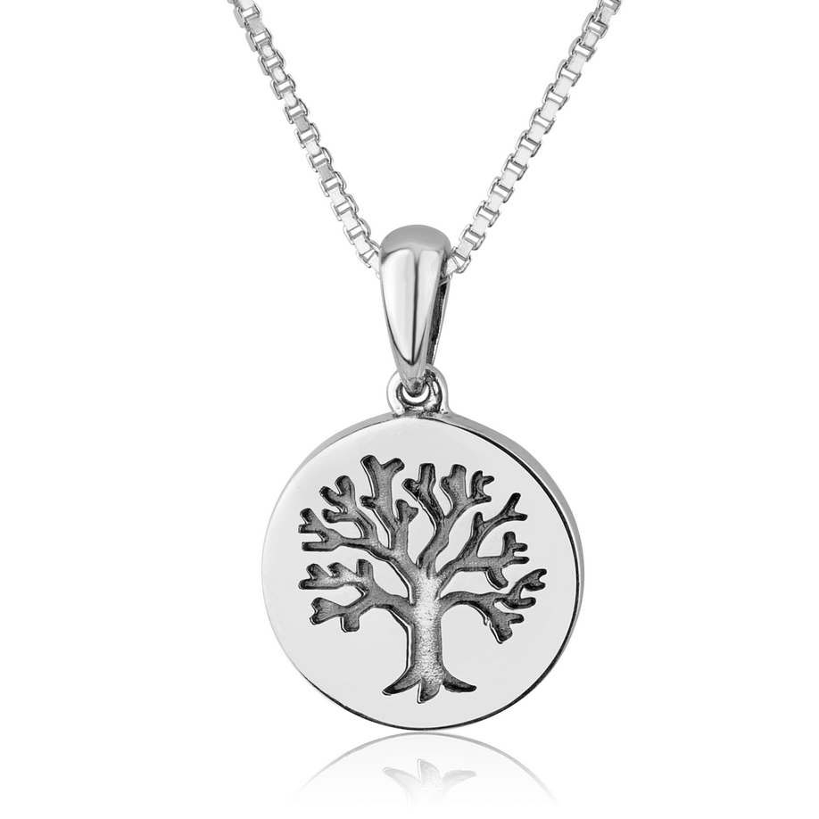 Marina Jewelry Engraved Tree of Life Sterling Silver Necklace  - 1
