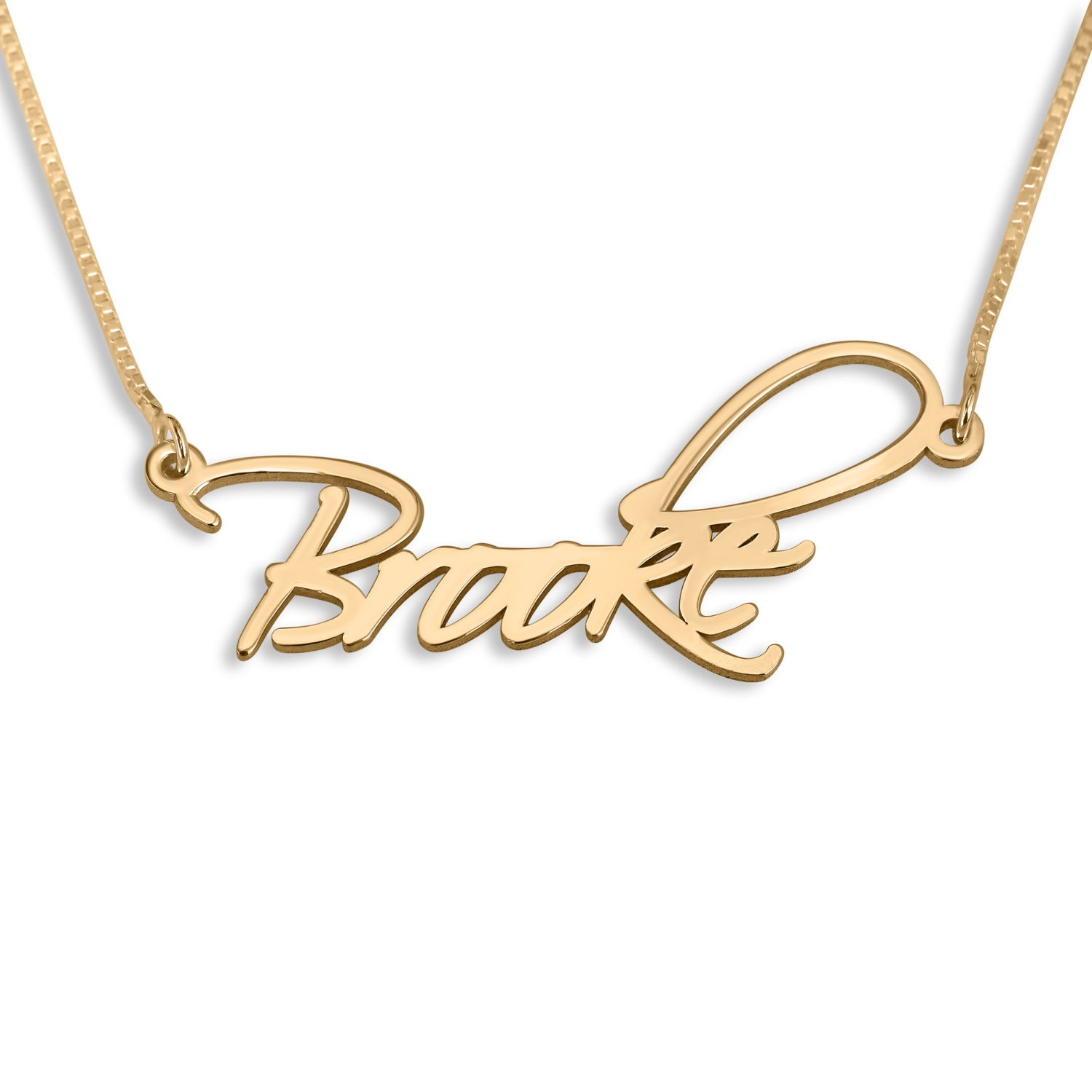 Gold Plated Flourishes English Name Necklace - 1