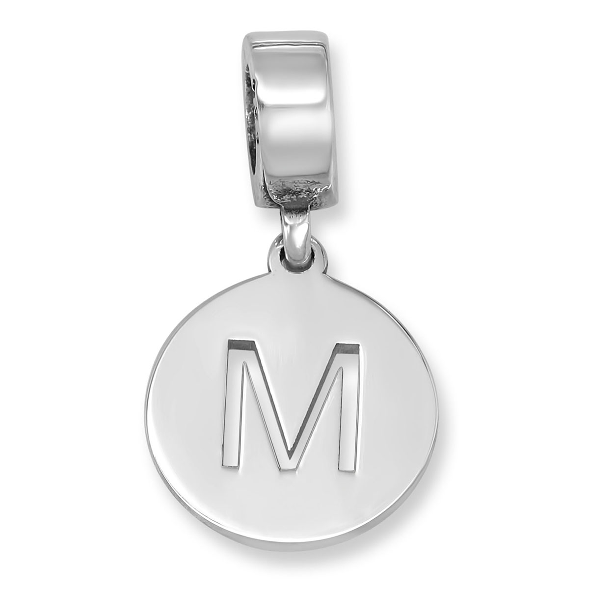 Disc Sterling Silver Cut-Out Initial Charm (English / Hebrew)  - 1