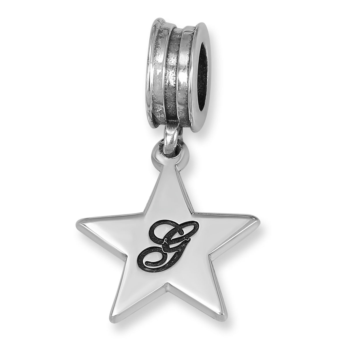 Star Sterling Silver Script Initial Charm (English / Hebrew)  - 1