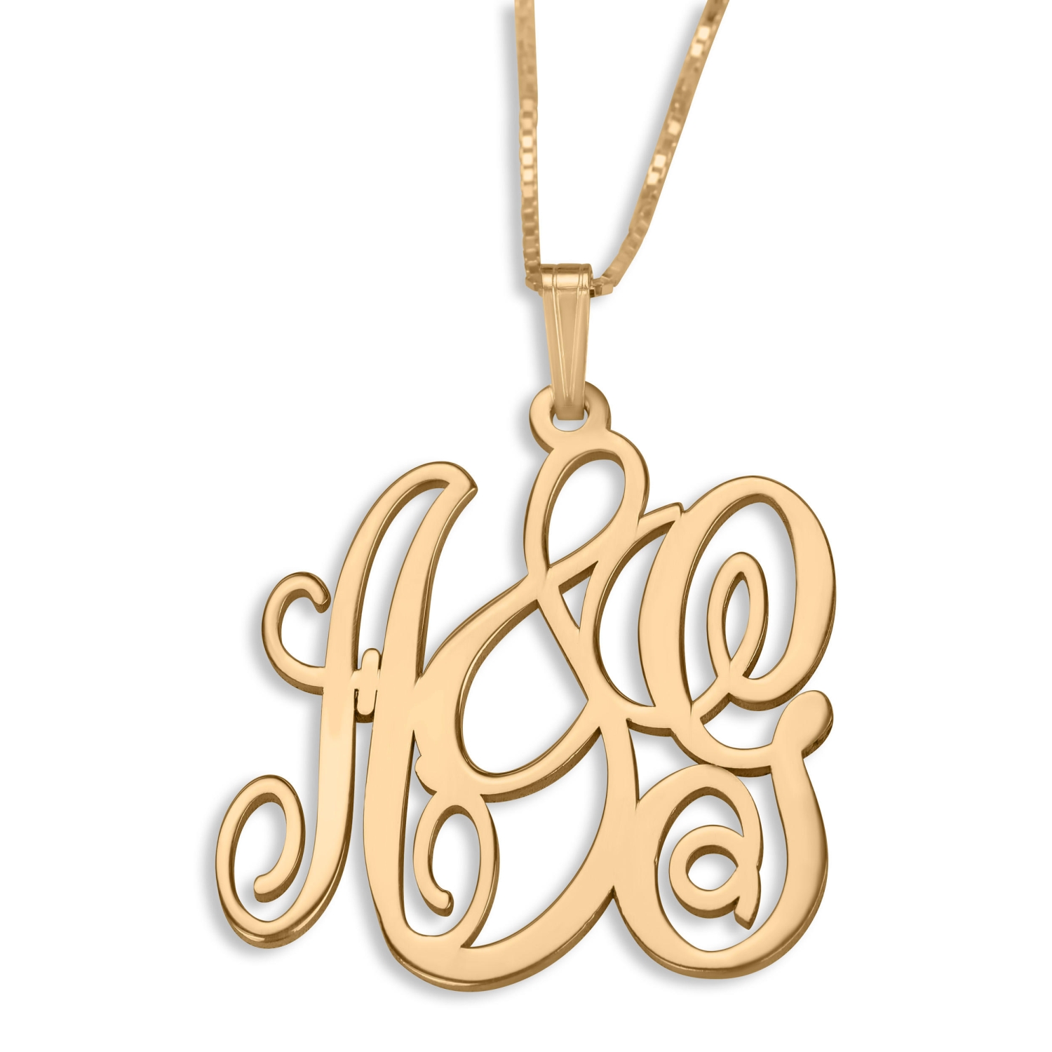 24K Gold Plated Personalized Name Necklace - Initials in English - 1