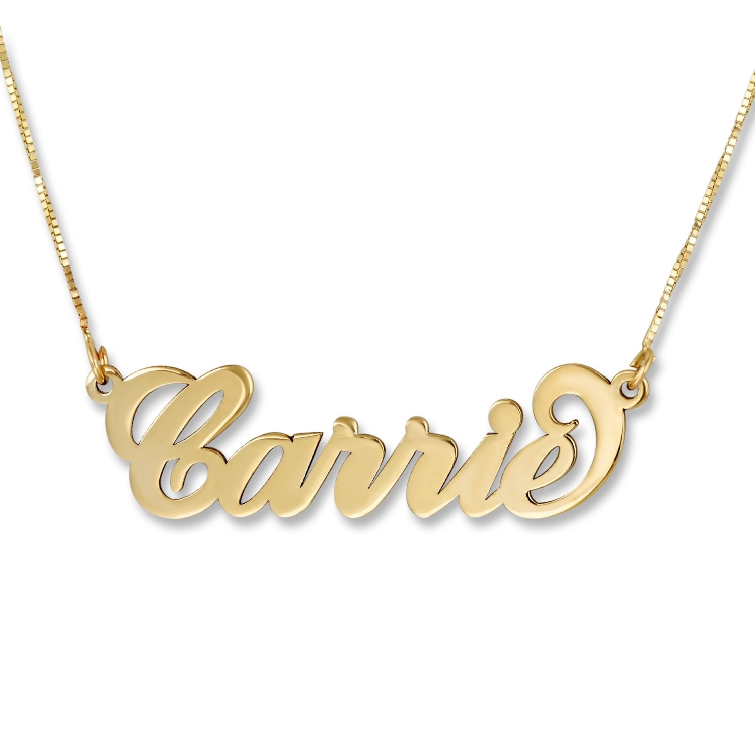 24K Gold Plated Silver Name Necklace in English - (Carrie Script) - 3