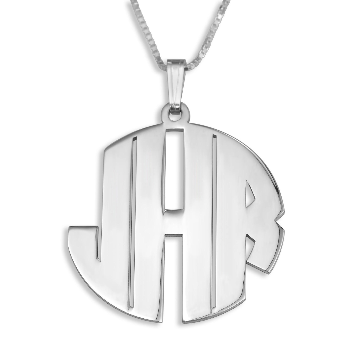 Sterling Silver / Gold Plated Block Letters Monogram Personalized Name Necklace - 7