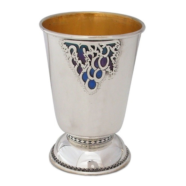 Nadav Art Sterling Silver Kiddush Cup-Grapes  - 1