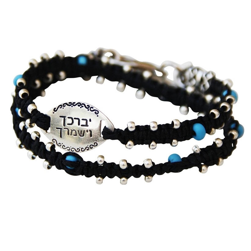  Black String and Silver Bracelet - Priestly Blessing by Or Jewelry - 1