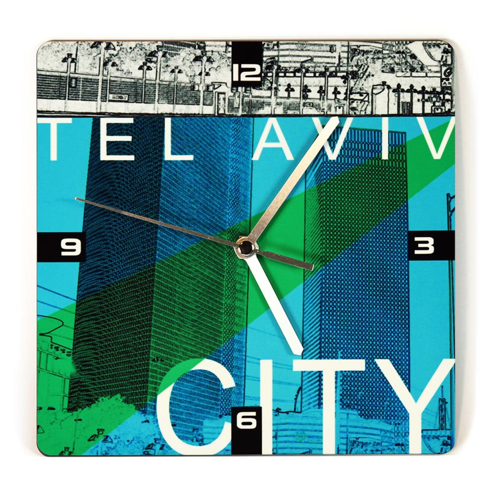 Ofek Wertman Tel Aviv Azrieli Wooden Clock (Blue and Green) - 1