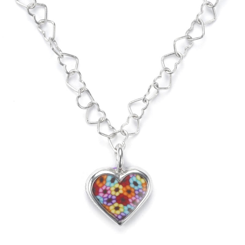 Adina Plastelina Small Silver Heart Necklace - Variety of Colors - 1