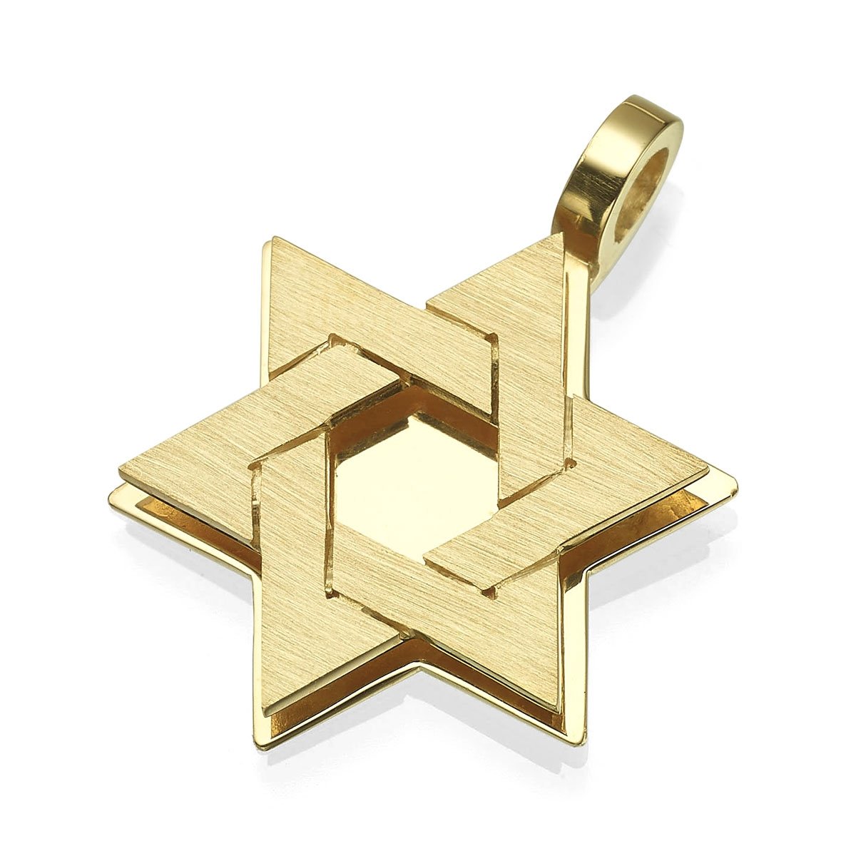 18K Gold Double Star of David Pendant Necklace - 1