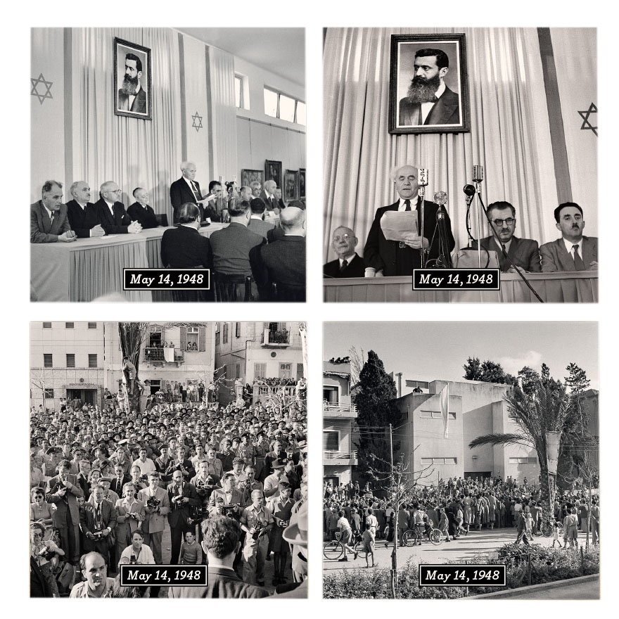Declaring the State of Israel Black and White Photos Set of 4 Coasters   - 1