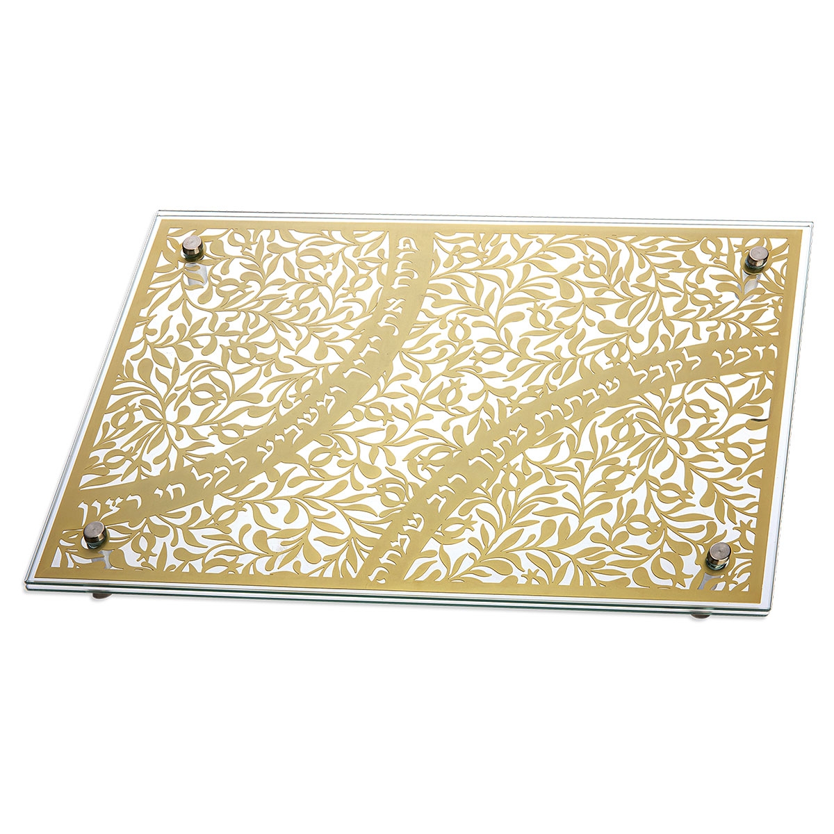 Designer Gold-Plated Challah Board With Shabbat Verses By Dorit Judaica  - 1