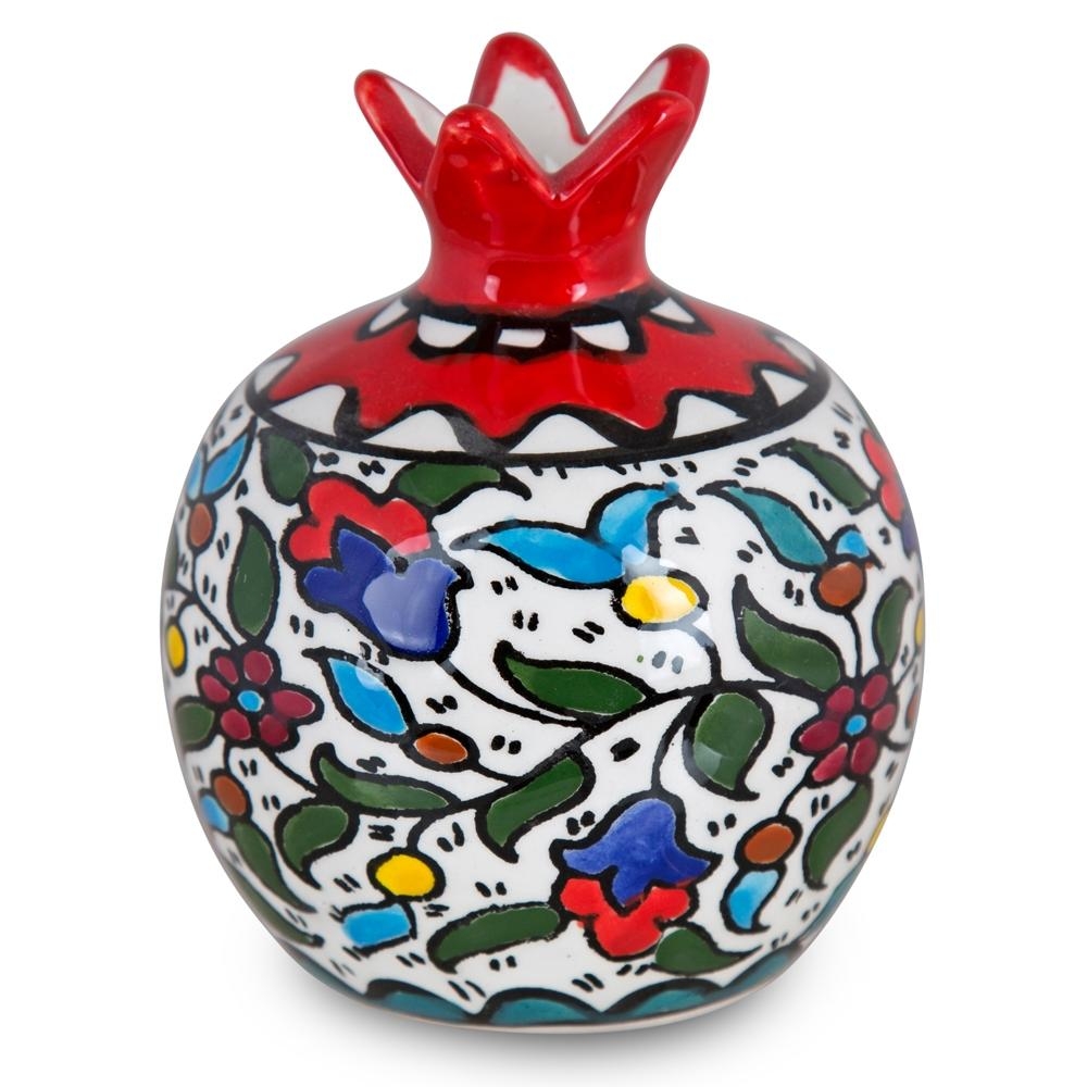Large Pomegranate Ceramic with Flower Design Armenian Ceramic - 1