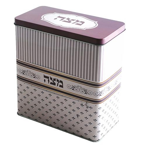 Purple Patterns Tin Matzah Box - 1