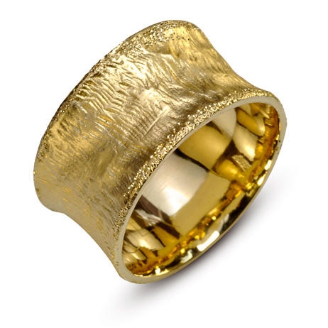 14K Yellow Gold Textured Ring - Zebra - 1