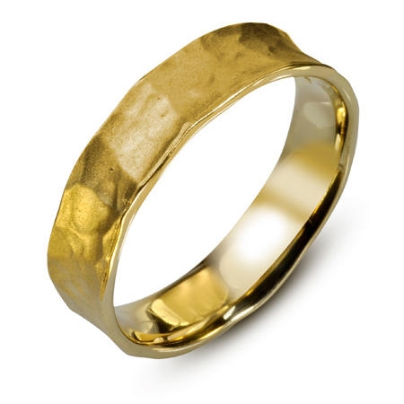 14K Yellow Gold Thin Textured Ring - 1