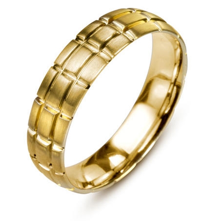 14K Yellow Gold Grid Ring - 1