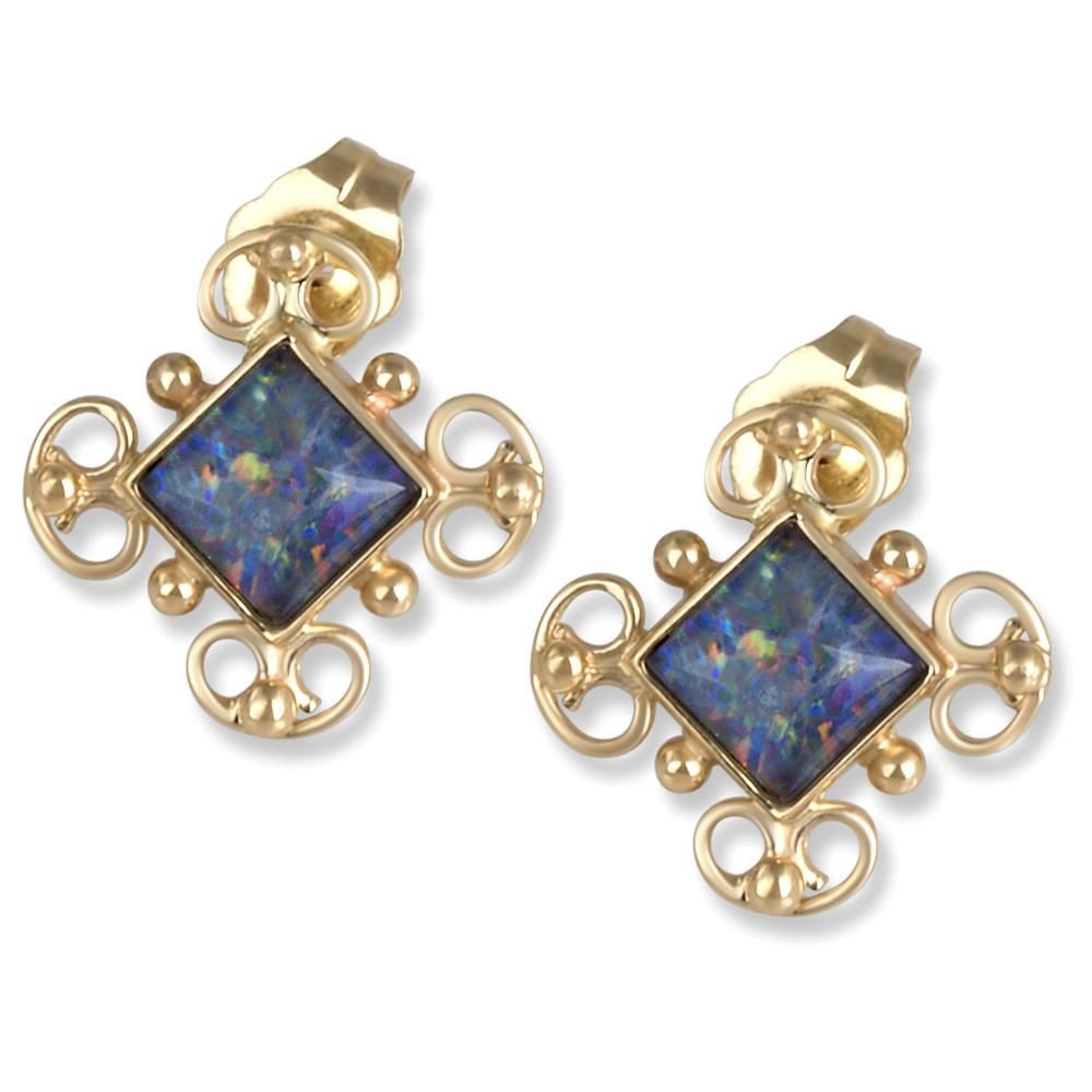 14K Gold and Opal Stone Earrings - 1