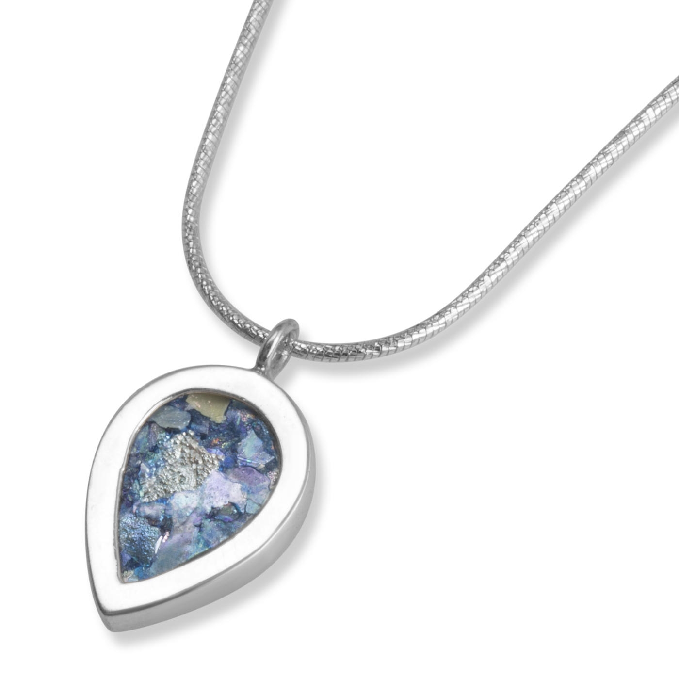 925 Sterling Silver Raindrop Necklace with Roman Glass - 1