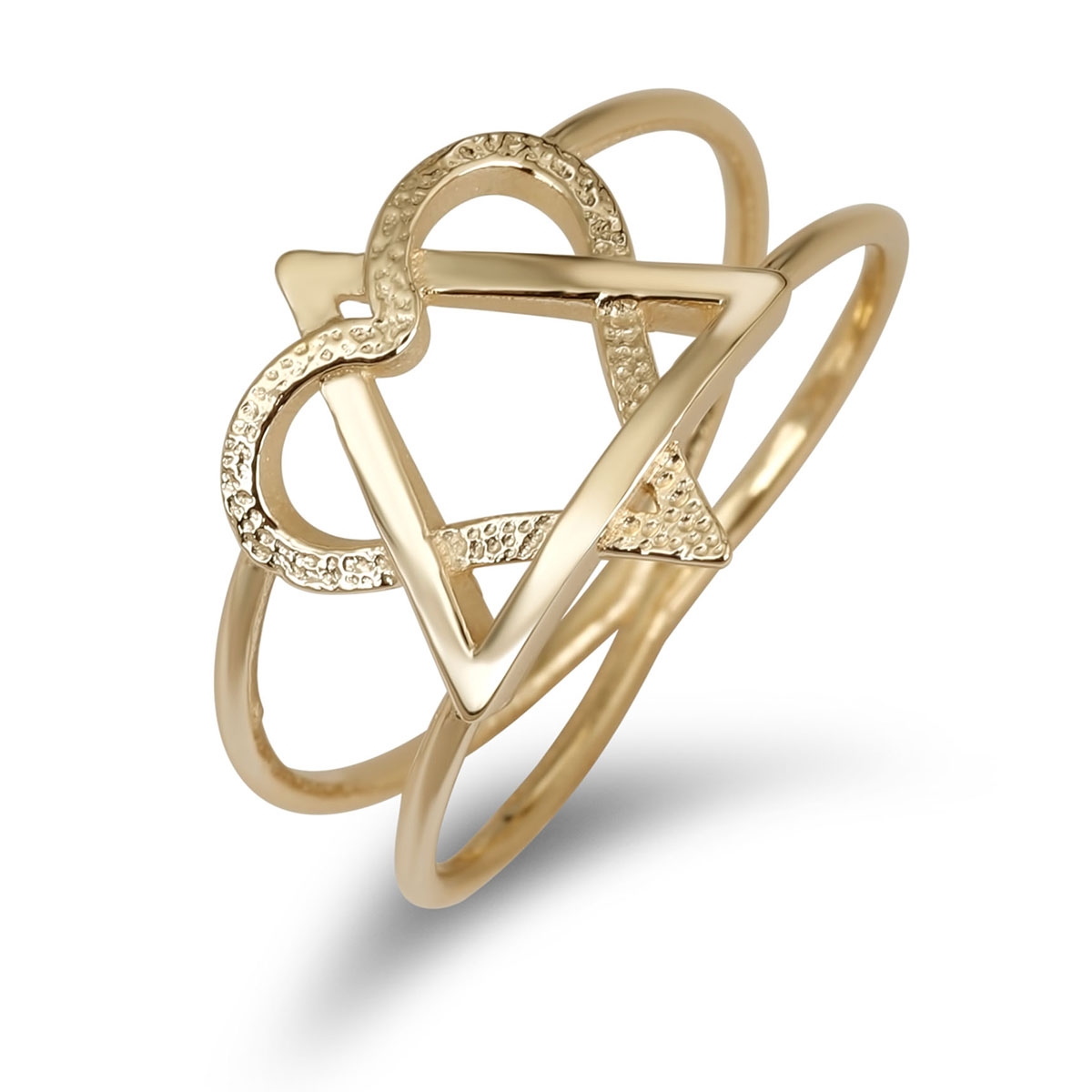 Rafael Jewelry Star of David with Heart 14K Gold Ring - 2