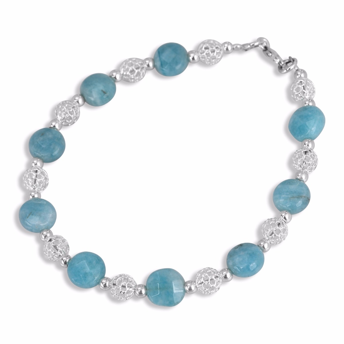 Rafael Jewelry Blue Topaz Gemstones and 925 Sterling Silver Bracelet - 1