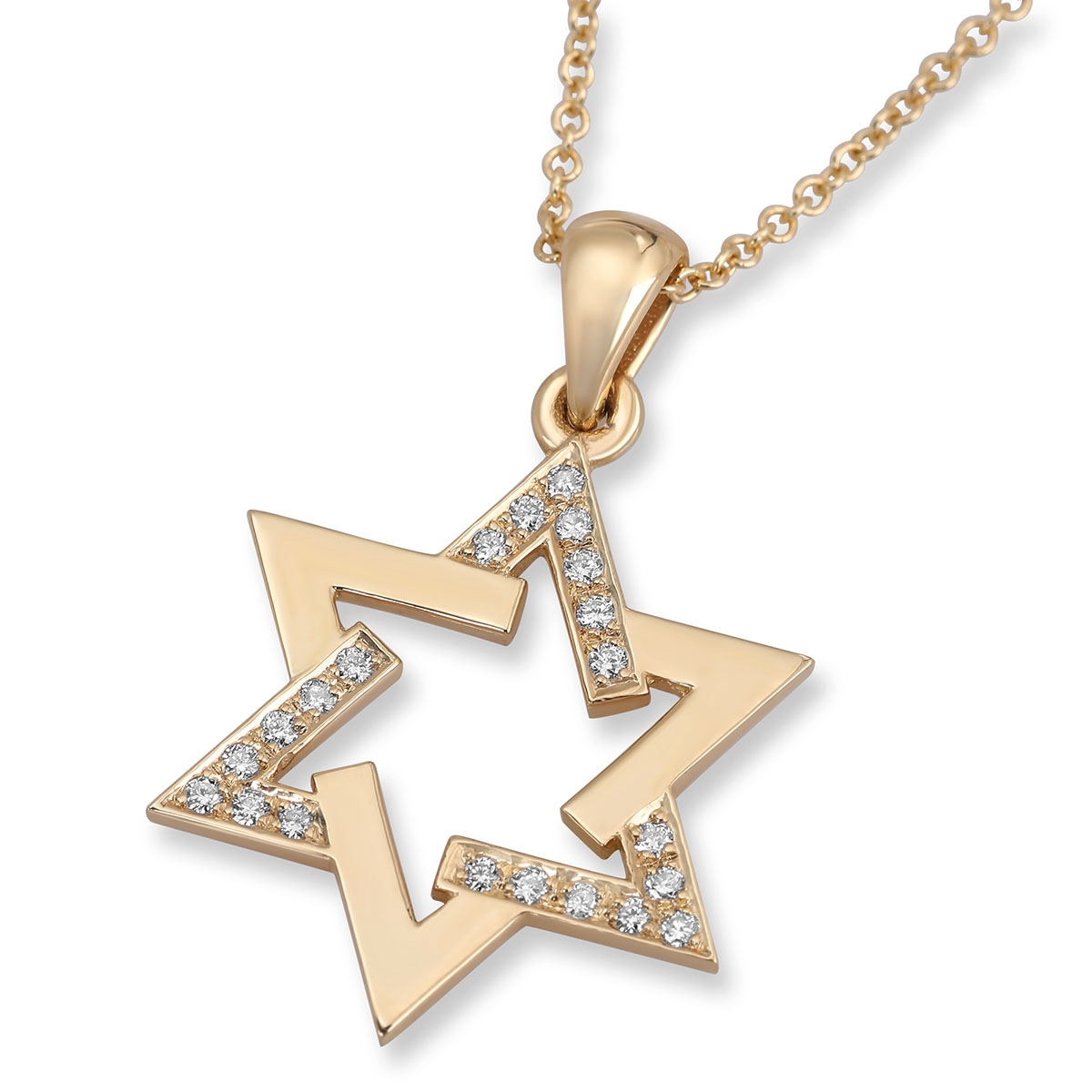 Rafael Jewelry Interlocked Star of David 18K Gold Diamond Necklace - 1