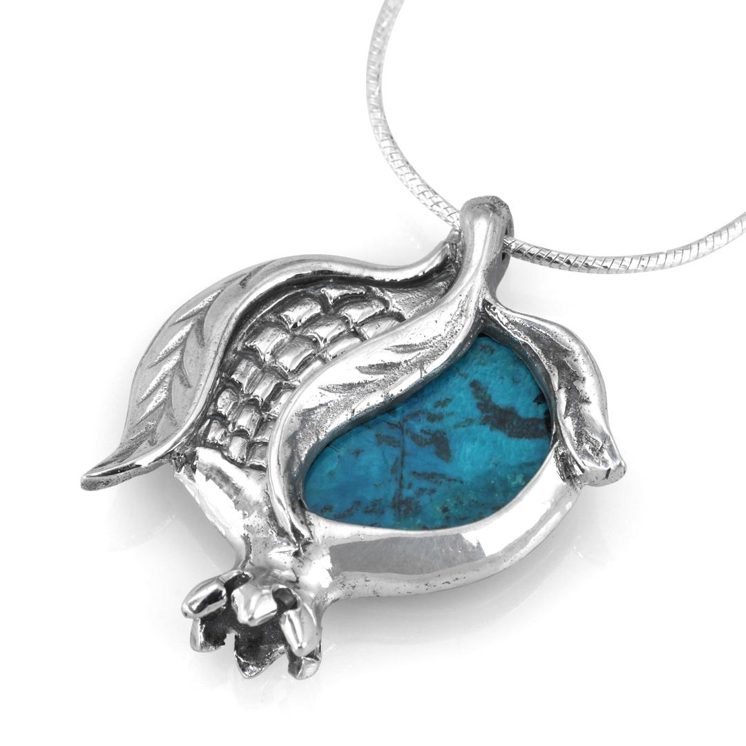 Rafael Jewelry Sterling Silver Pomegranate Pendant with Eilat Stone - 1