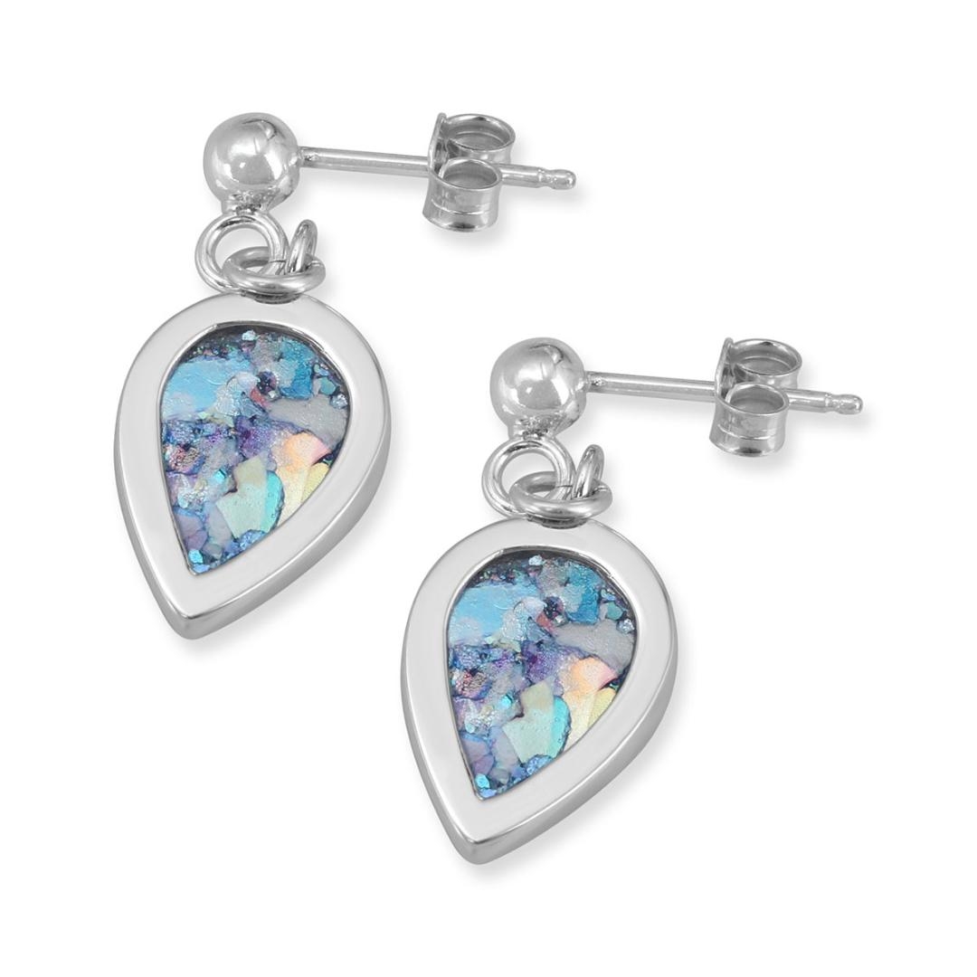 Rafael Jewelry Sterling Silver Teardrop Earrings with Roman Glass  - 1