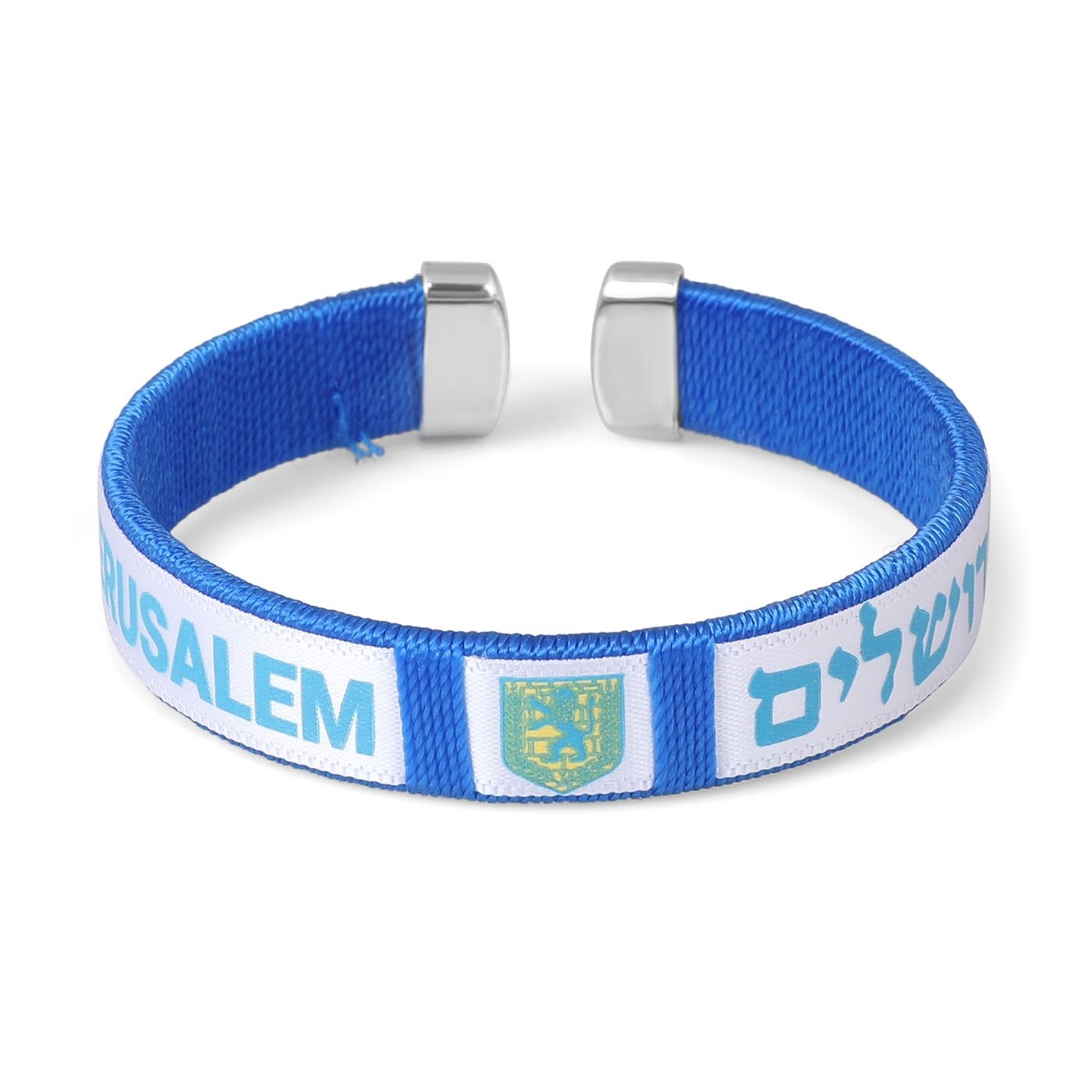 Blue Jerusalem Emblem Bracelet with Israeli Flag - 1