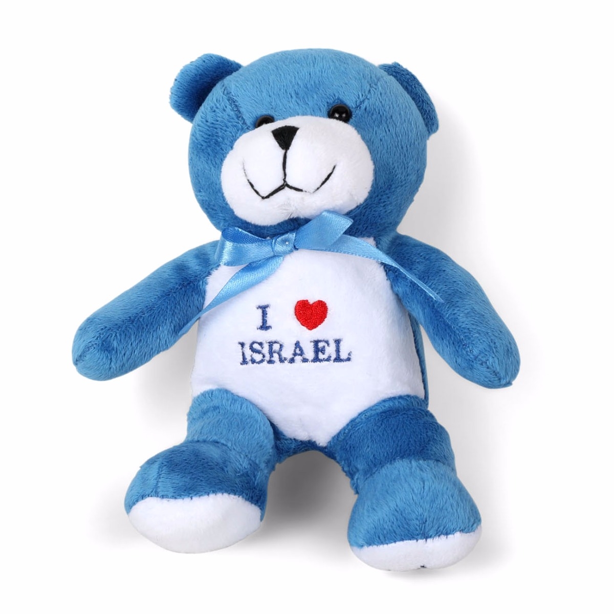 Blue Plush Bear with I Love Israel - 1