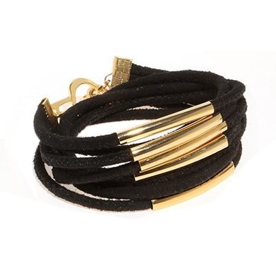 SEA Smadar Eliasaf Pipes Textured Black Leather Bracelet - 1