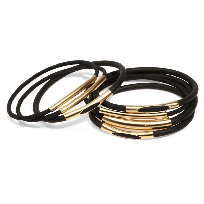 SEA Smadar Eliasaf Silicon and Gold-Plated Tubes Bracelet - 1