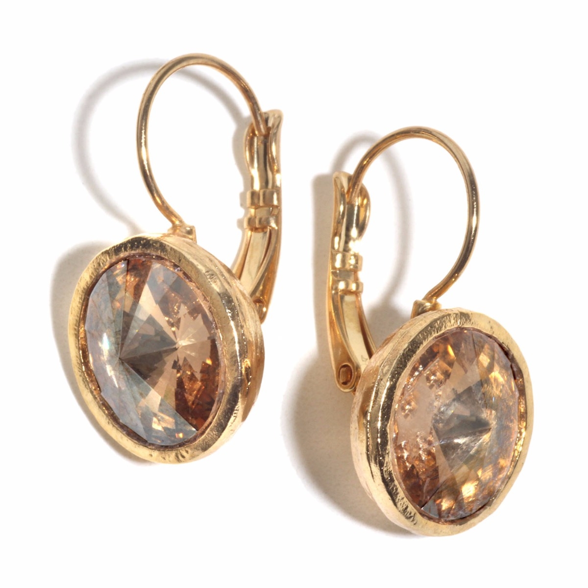 SEA Smadar Eliasaf Gold Plated Swarovski Drop Earrings – Champagne Stone - 1