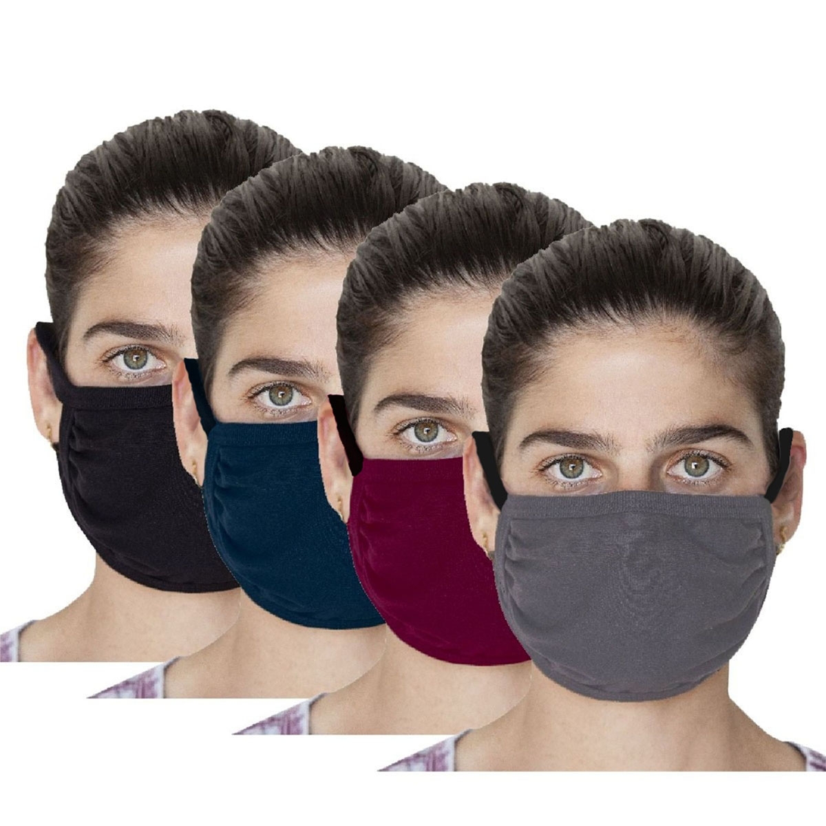Set of Four Unisex Double-Layered Reusable Face Masks (Variety of Colors) - 1