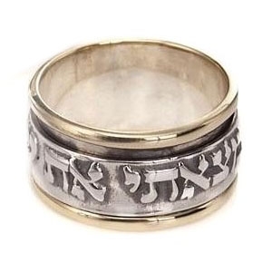 My Soul Loves: Silver Spinning Ring with Gold Highlight - Song of Songs 3:4 - 1