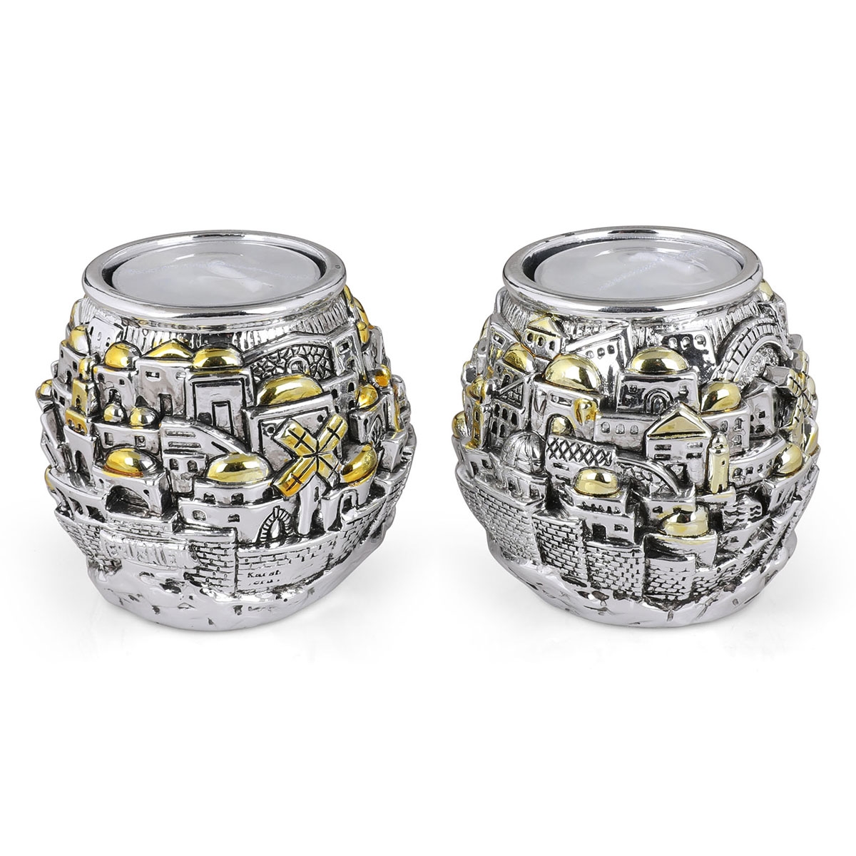 Silver Plated Jerusalem Ball Candlesticks - 1