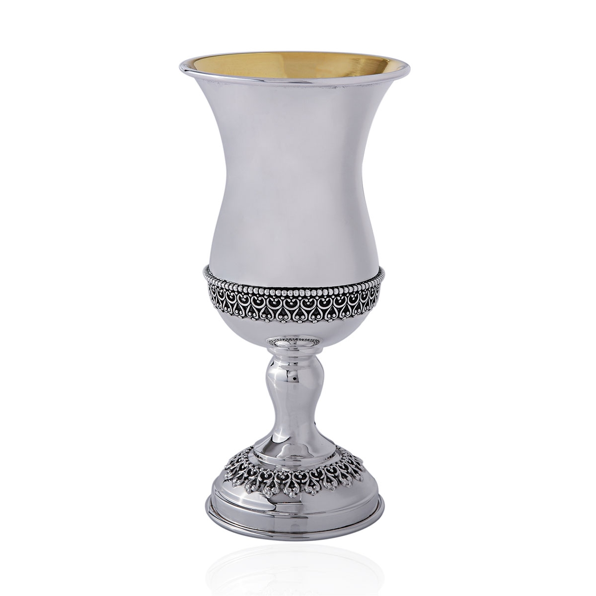 Polished 925 Sterling Silver Kiddush Cup With Filigree Design - 1